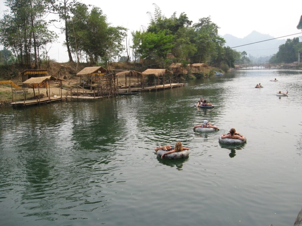 Backpacker tubing in Laos