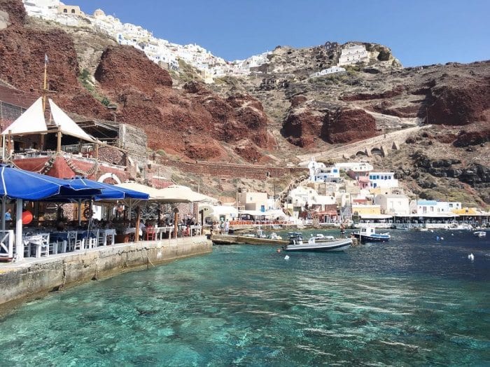 Cliff jumping in Santorini