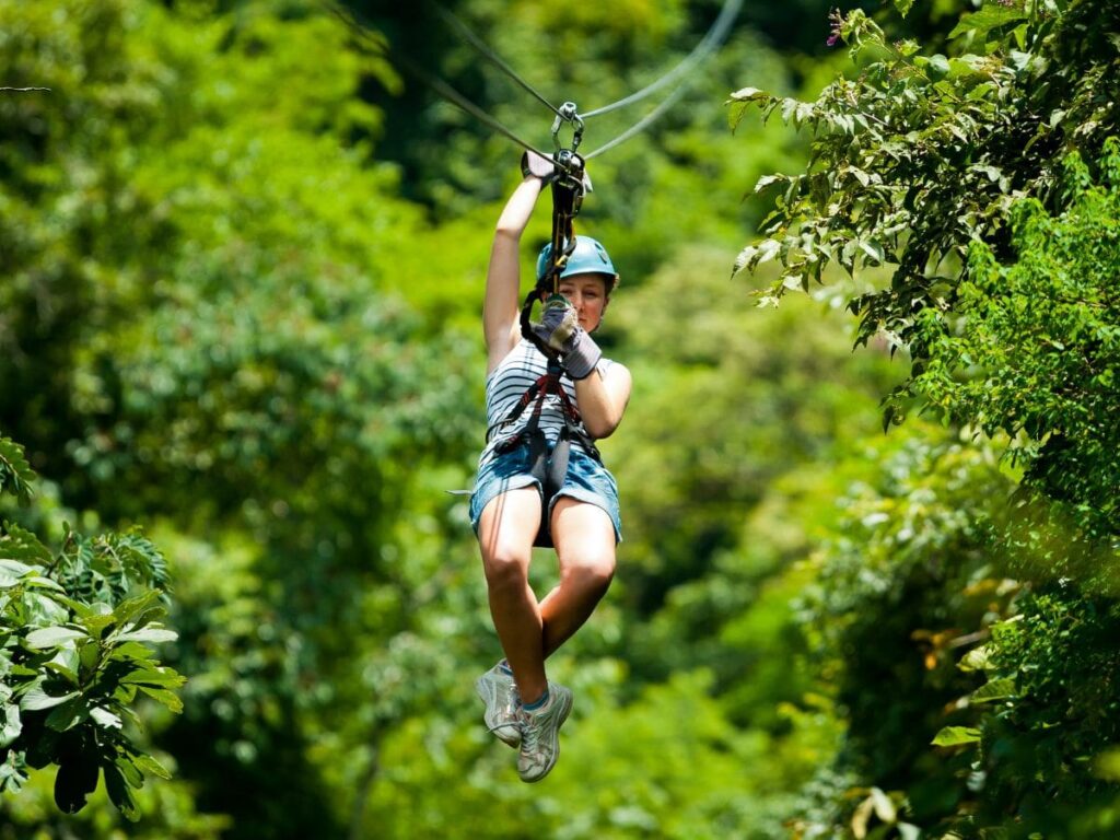 Backpacker in Central America ziplining