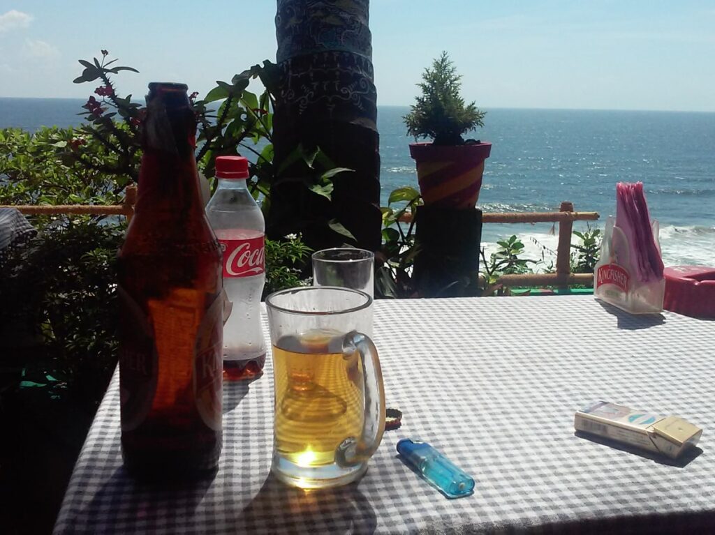 Drinking beer in India.