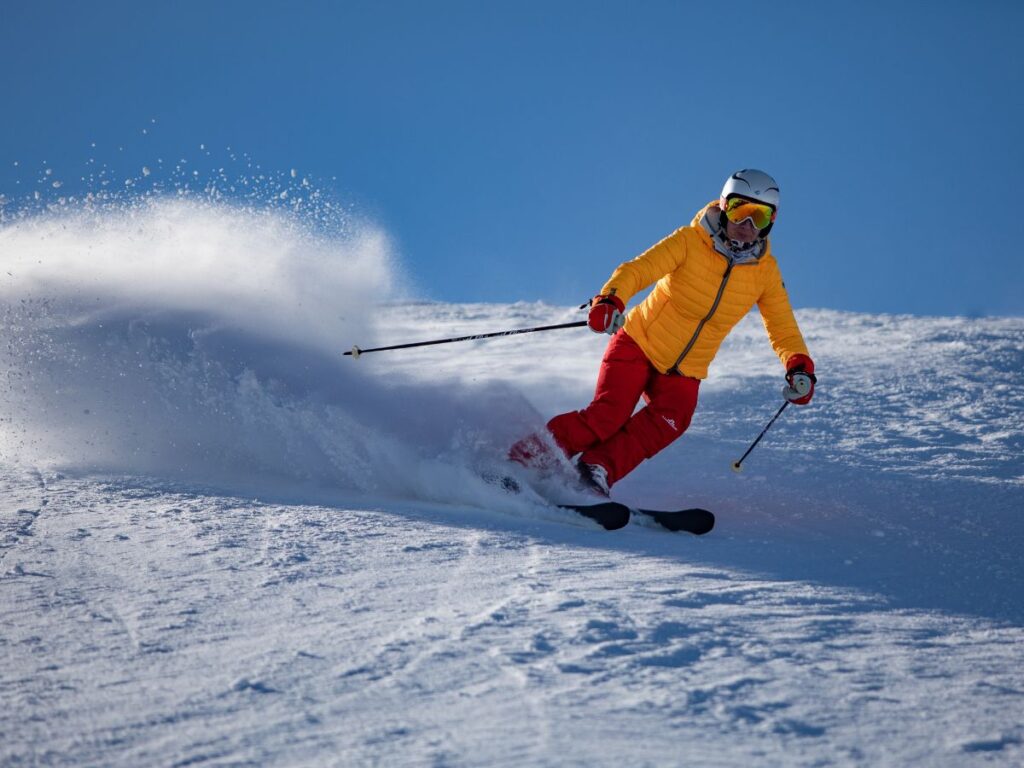 Skiing in the mountains